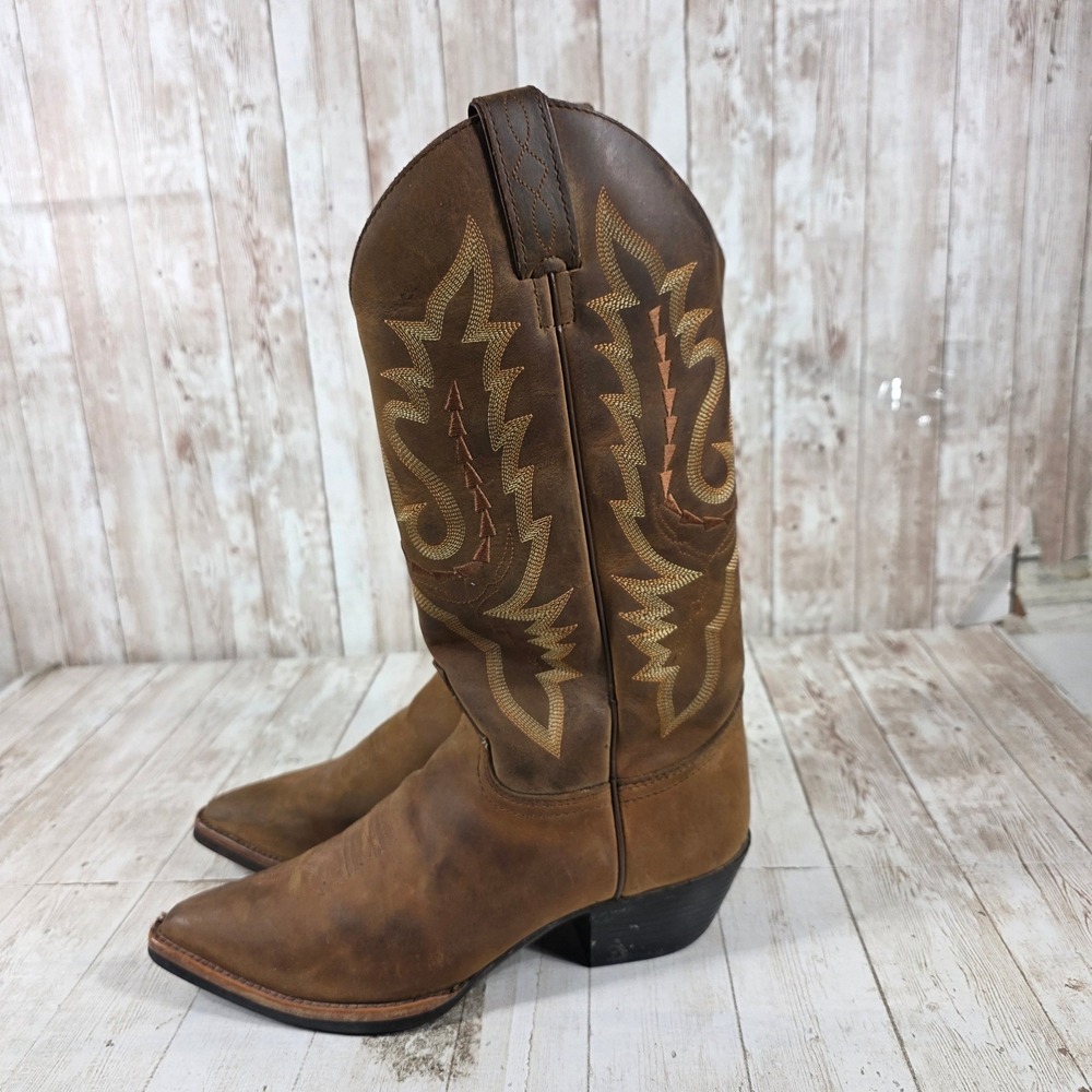 Justin L4956 Womens Brown Leather Pointed Toe Western Boots Size 6.5B - Picture 2 of 8